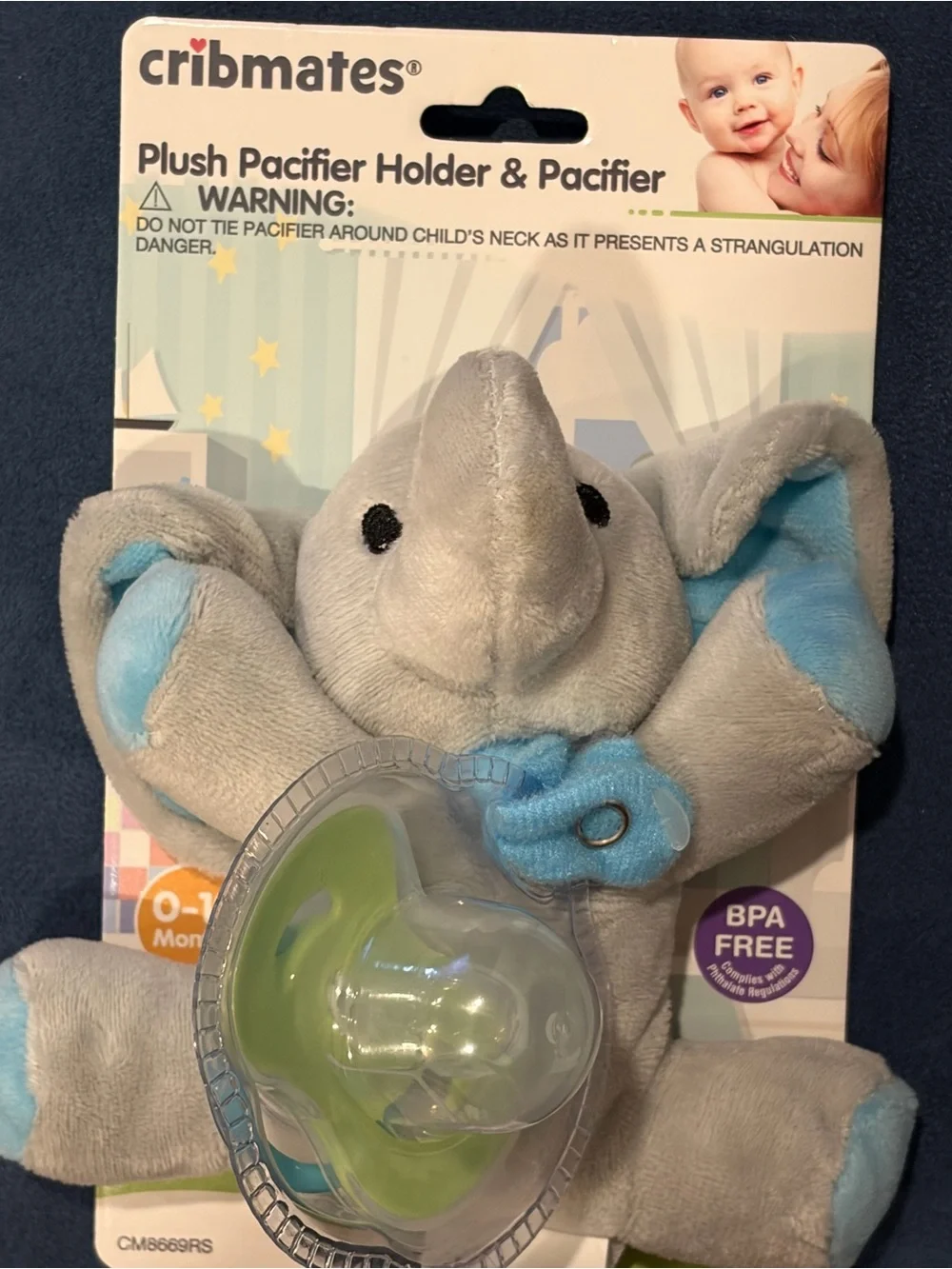 Cribmates Plush Elephant Pacifier Holder W/Pacifier